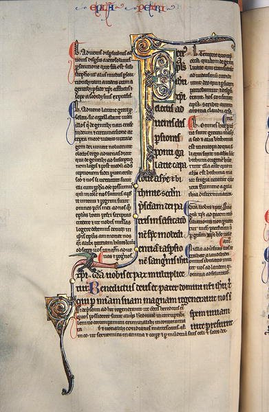 Ms.27, f.97v: Pagina da una copia commentata del Nuovo Testamento da English School