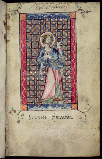 Ms 1-2005, f.1r: San Edmondo, miniatura dal Salterio di Macclesfield, Uso di Sarum, East Anglia, c.1330 da English School