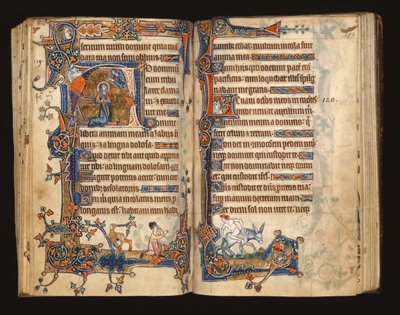 Ms 1-2005, ff.182v-183r: Davide in preghiera, iniziale istoriata dal Salterio di Macclesfield, Uso di Sarum, East Anglia, c.1330 da English School