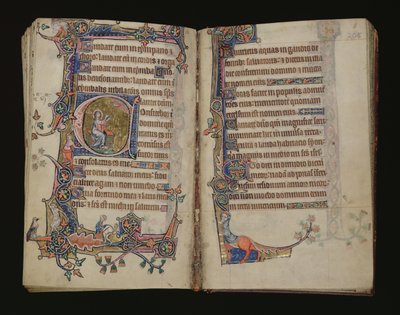Isaia che prega, iniziale istoriata dal Macclesfield Psalter, Uso di Sarum, East Anglia, c.1330 da English School
