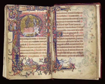 La Morte che colpisce, iniziale istoriata dal Macclesfield Psalter, Uso di Sarum, East Anglia, c.1330 da English School