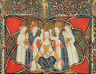 Ms 197 f.19v Incoronazione di una regina, da Liber Regalis da English School