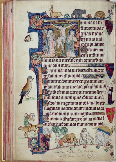 Ms 242 f.55v La Crocifissione, dalle Ore Packham-Clifford, Uso di Sarum, c.1314-31 da English School