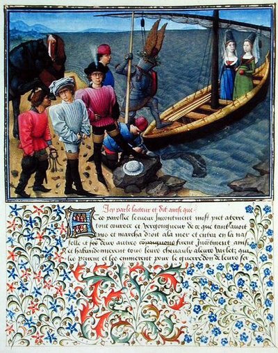 Ms. 2597 Cuore, Desiderio e Generosità si imbarcano, nel primo pomeriggio, sulla barca che appartiene a Fidanzamento e Aspettativa, edizione facsimile di 