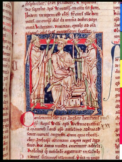 Enrico I (1068-1135), miniatura da Flores Historiarum, di Matthew Paris, 1250-52 da English School