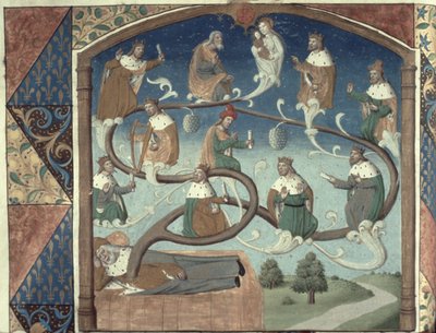 Ms Hunter 36 f.36v Dio, dal Salterio Hunteriano, c.1170 da English School