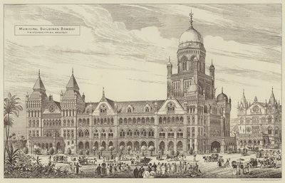 Edifici Municipali, Bombay (incisione) da English School