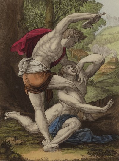 Omicidio di Abele (litografia a colori) da English School