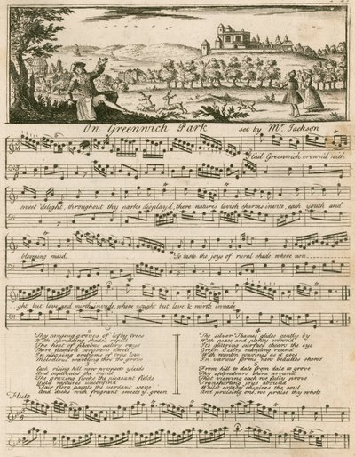 Partitura musicale: Su Greenwich Park, composta da Mr Jackson da English School
