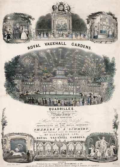 Partitura musicale per Royal Vauxhall Gardens Quadrilles di Charles F A Schmidt da English School