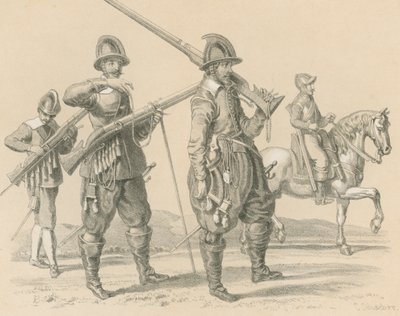 Moschettieri o Fucilieri e Cavalleria, circa 1650 da English School