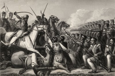 Cavalleria ribelle che attacca una piazza di fanteria nella Battaglia di Cawnpore nel 1857, da 