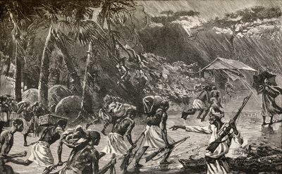 Portatori nativi nella spedizione di soccorso di Emin Pasha di Sir Henry Morton Stanley in Africa dal 1886 al 1889 da English School