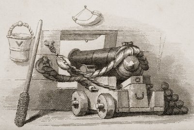 Cannone navale, illustrazione da Englands Battles by Sea and Land di Lieut. Col. Williams da English School