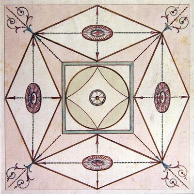 Progetto di soffitto neoclassico, Ugbrook Park, Devon, c.1770 da English School