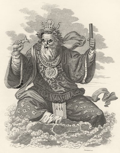 Nettuno dei Cinesi, illustrazione da The World: or the present State of the Universe, being a General and Complete Collection of Modern Voyages and Travels, di Cavendish Pelham, pubblicato a Londra da English School