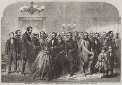 Ricevimento di Capodanno alla Casa Bianca, Washington (incisione) da English School
