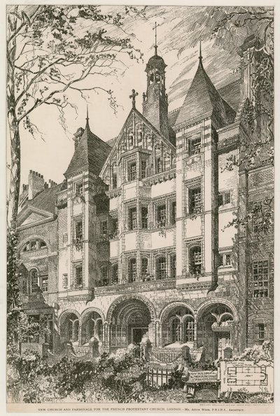 Nuova Chiesa e Canonica per la Chiesa Protestante Francese, Londra da English School