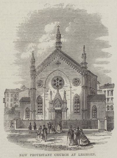 Nuova chiesa protestante a Livorno (incisione) da English School