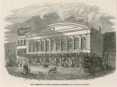Nuovo capolinea della Blackwall Railway a Fenchurch Street, Londra da English School