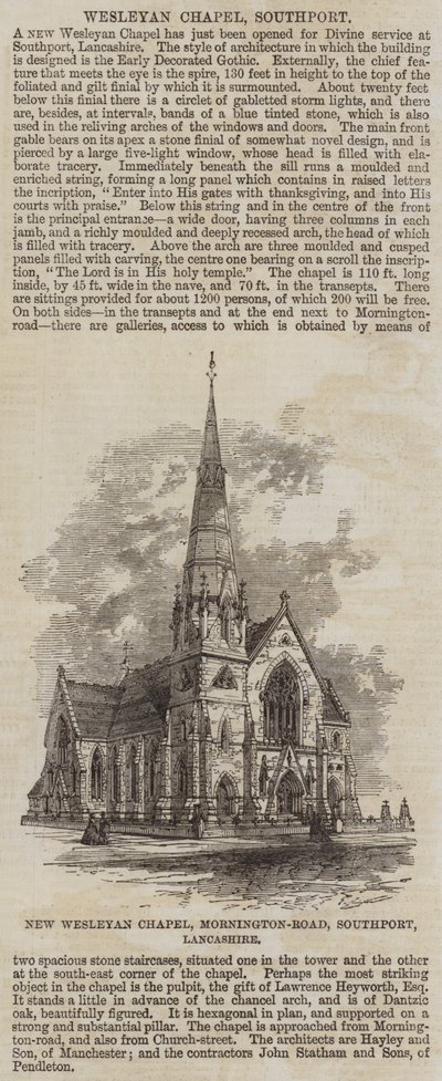 Nuova Cappella Wesleyana, Mornington-Road, Southport, Lancashire da English School