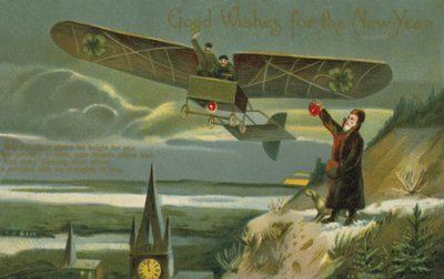 Cartolina di Capodanno con un aereo da English School