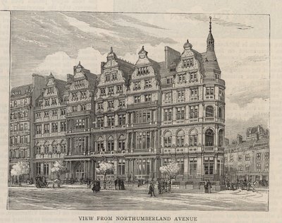 Nuovo edificio del Constitutional Club in Northumberland Avenue: Vista da Northumberland Avenue da English School