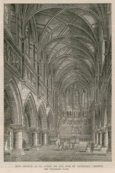 Nuova chiesa di San Pietro sul sito dei Vauxhall Gardens da English School