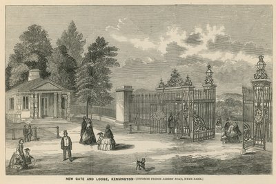 Nuovo cancello e lodge, Kensington, di fronte a Prince Albert Road, Hyde Park da English School