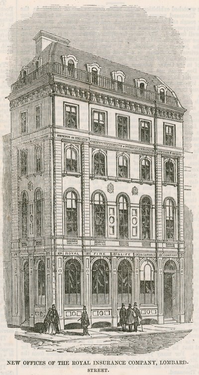 Nuovi uffici della Royal Insurance Company, Lombard Street, Londra da English School