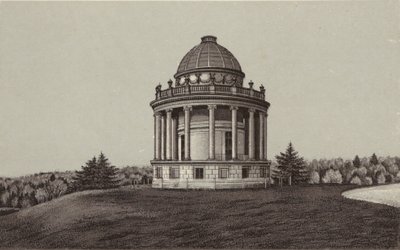 Newbury: Tempio, Highclere (litografia) da English School