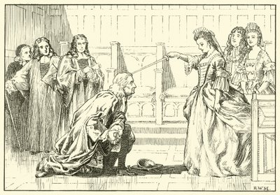 Newton nominato cavaliere dalla regina Anna da English School