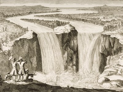 Cascate del Niagara, dopo uno schizzo fatto da Padre Hennepin nel 1677, da 