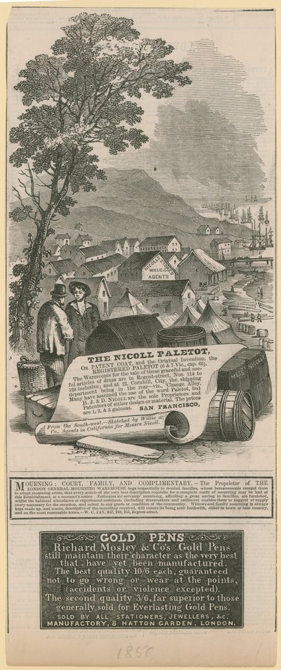 Nicoll Paletot, Richard Mosley & Co, e London General Mourning Warehouse Pubblicità da English School
