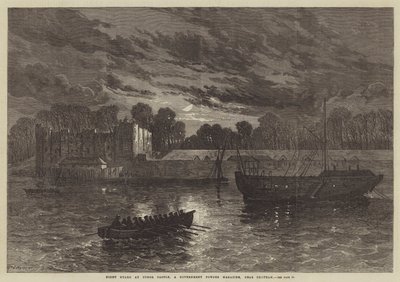Guardia Notturna al Castello di Upnor, un Magazzino di Polvere da Sparo del Governo, vicino a Chatham (incisione) da English School