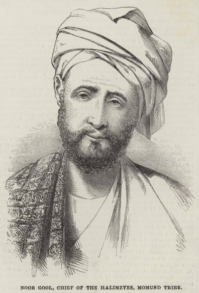 Noor Gool, capo degli Halimzyes, tribù Momund (incisione) da English School