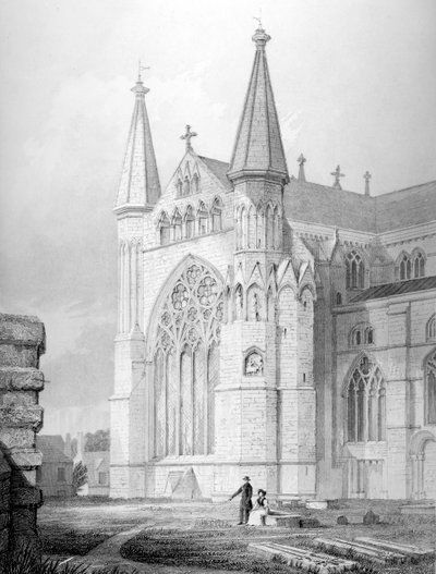 Estremità nord della Cattedrale di Durham, 1843 da English School