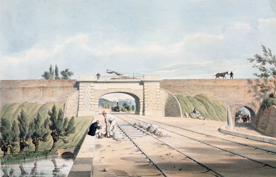 Linea North Midland sotto il Canale Cromford a Bull Bridge, pubblicato da Day und Haghe da English School