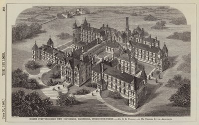 Nuovo Ospedale del North Staffordshire, Hartshill, Stoke-upon-Trent, Architetti Mr G B Nichols e Mr Charles Lynam da English School