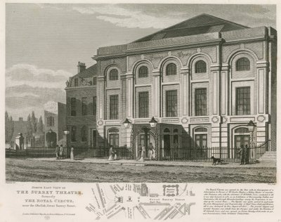 Vista nord-est del Teatro del Surrey, Blackfriars Road, Londra da English School