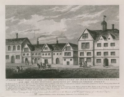 Vista nord-ovest della struttura antica della Merchant Taylors Hall da English School