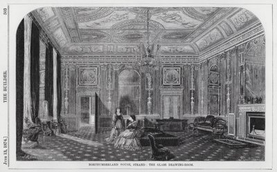 Northumberland House, Strand, la Sala del Disegno in Vetro (incisione) da English School