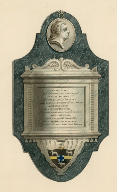 Cimitero di Norwood; tomba di Francis Ascough di Southhall, Middlesex, morto nel 1788 da English School