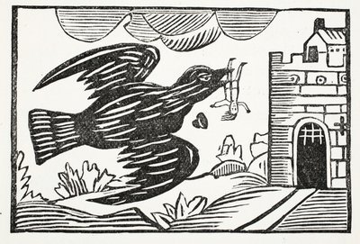 Ora da un corvo di grande forza, via il povero Tom fu portato, illustrazione da Chap-books del XVIII secolo di John Ashton, pub. 1882 da English School