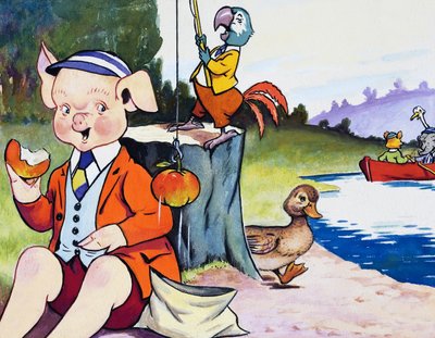 Animali della nursery che pescano da English School