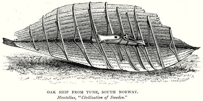 Nave di quercia da Tune, Norvegia meridionale (incisione) da English School