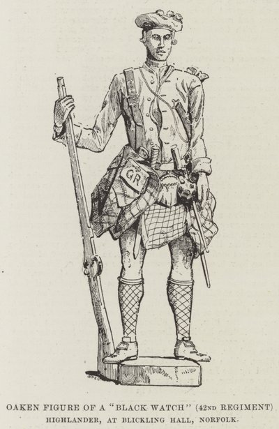 Figura di Quercia di un Highlander del "Black Watch" (42° Reggimento), a Blickling Hall, Norfolk da English School