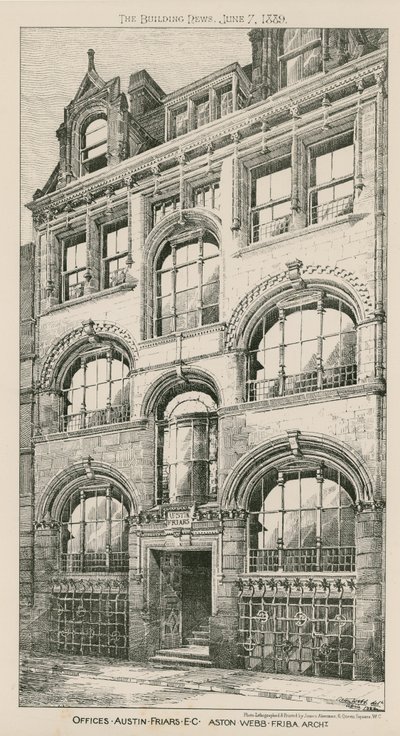 Uffici, Austin Friars, Londra EC, Aston Webb, architetto da English School