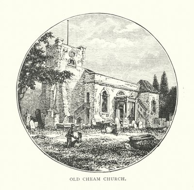 La vecchia chiesa di Cheam (incisione) da English School