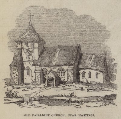 Vecchia chiesa di Fairlight, vicino a Hastings (incisione) da English School
